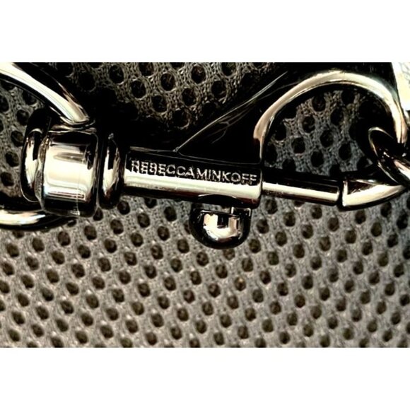 Rebecca Minkoff Shoulder Bag Purse Darren Blue-Gray Pebbled Leather Studs Women - Picture 16 of 16